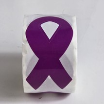 Large 3&quot; Tall Purple Ribbon Awareness Sticker Roll 250 count - £3.14 GBP