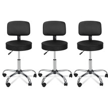 3Pcs Adjustable Swivel Hydraulic Salon Stools Rolling Office Chair With ... - £146.02 GBP