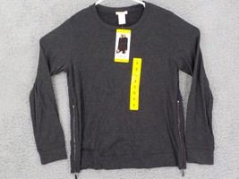 Matty M Womens Sweatshirt Sz S Charcoal Long Sleeve Zipped Sides Lightweight Nwt - £12.54 GBP