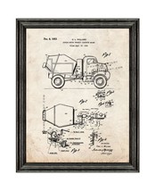 Single Motor Transit Concrete Mixer Patent Print Old Look with Black Wood Frame - $24.95+