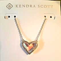 Kendra Scott Ari Heart Choker Pendant Necklace Gold Dichroic Glass Ellen&#39;s Box - £53.18 GBP