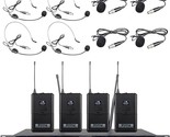Wireless Microphone System Cordless Handheld Mics Lavalier 4 Channel Hea... - $239.99