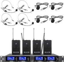 Wireless Microphone System Cordless Handheld Mics Lavalier 4 Channel Hea... - £187.44 GBP