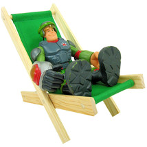 Handmade Toy Folding Beach Chair, Wood &amp; Kelly Green Fabric  - £5.45 GBP