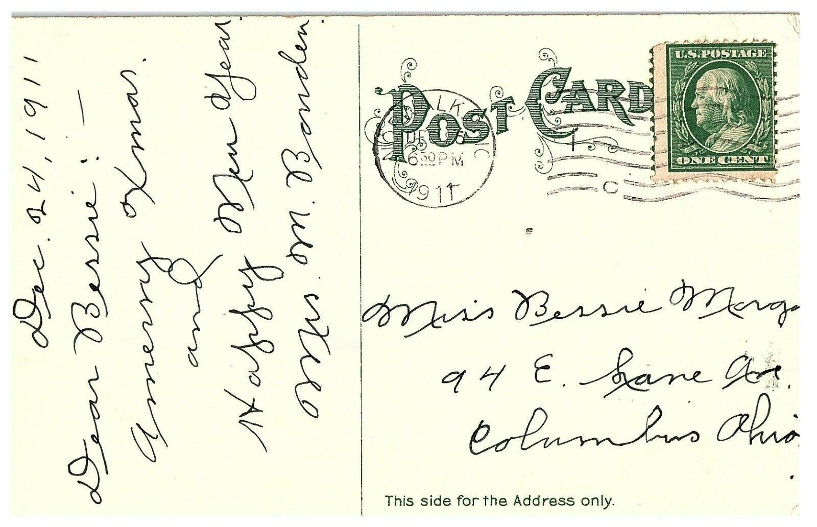 Vintage Christmas Embossed Postcard Winter Scene Mistletoe 1911 Item image 2