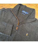 Polo Ralph Lauren Mens Large Estate Rib Quarter-Zip Gray Sweater Flesh Pony - $542.05 MXN