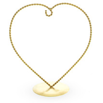 Heart Shape Gold Metal Solid Round Base Ornament Display Stand 7 Inches - $29.44
