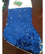 Christmas House Blue/Silver Sequin Flip Stocking,18&quot; BRAND NEW-SHIP SAME... - €10,04 EUR