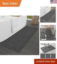 Quick Dry Ultra Thin Dark Grey Bathroom Rug - 59x24 Non-Slip Solution - $95.61