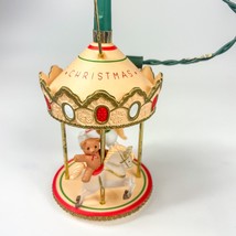 Hallmark Ornament 1985 Baby&#39;s First Christmas Lighted Carousel Teddy Bears - £6.32 GBP