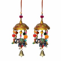 INDIA Handicrafts Umbrella  Mache Door Hanging and Metal Bell Paper ( SE... - £20.60 GBP