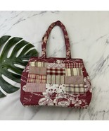 Americana Sharif Vintage 90s Quitled Tote Bag Purse Red Cream Patchwork ... - $26.72