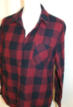 LAURA SCOTT RED &amp; BLUE PLAID BUTTON UP Shirt SIZE LARGE COLLARED L/S Buf... - $15.76