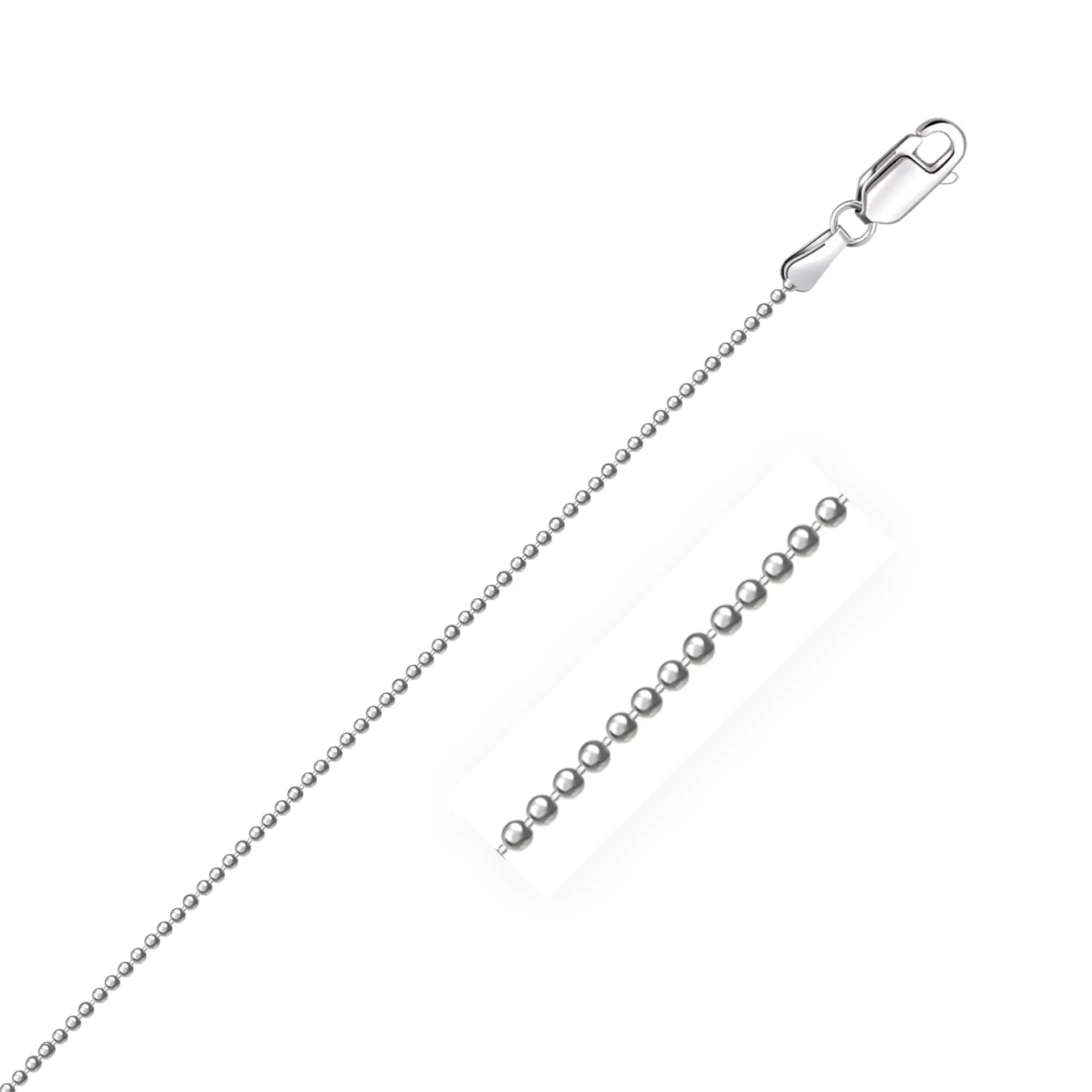 Elegant Sterling Silver Rhodium Plated Bead Chain - 1.2mm Width, Various... - $709.96 MXN