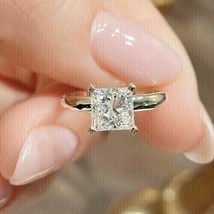 White Moissanite 2.00Ct Princess Cut Engagement Ring Yellow Gold Plated Size 6.5 - $154.22