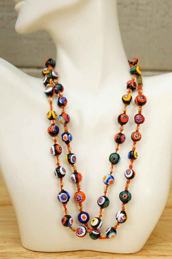 Artisan Estate Jewelry Italian Bead Floral Millefiori Glass Necklaces &amp; ... - $94.04