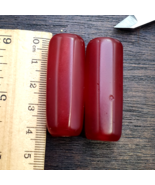 2 Huge Vintage Himalayan Red Agate Tube Beads Lot - $933.89 MXN