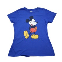 Disney Shirt Womens Blue Short Sleeve Crew Neck Mickey Mouse Pullover Top - £14.62 GBP