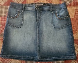 Paris Blues ~ Women&#39;s Size XL ~ Medium Wash ~ Cotton ~ 17&quot; Long Blue Jean Skirt - £20.47 GBP