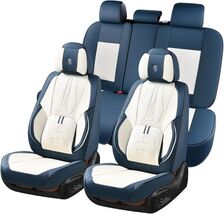 Chifengzun Car Seat Covers Full Set with Lumbar Support, Nappa Leather blue - $80.74