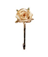Vintage Gold Tone Dipped White Small Rose Stem Stick Pin 2&quot; Floral Flowers - €6,88 EUR