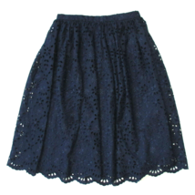 NWT J.Crew Full Midi in Navy Blue Embroidered Eyelet A-line Skirt 4 - £56.09 GBP