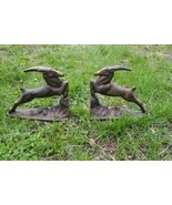 GAZELLE JUMPING antique art deco cast iron bookends by LITTCO - £113.75 GBP