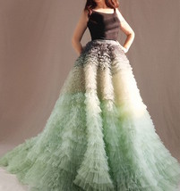 Sage Green Tiered Maxi Tulle Skirt Wedding Bridal Plus Size Evening Skirts image 2