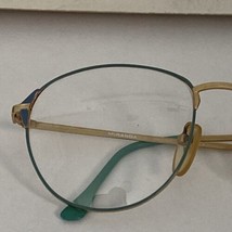 VTG NOS St. Moritz Miranda Green, Blue &amp; Gold Cat Eye Glasses Frames 55-18-135 - £15.98 GBP