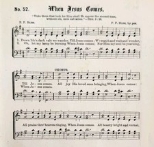 1883 Gospel Hymn When Jesus Comes Sheet Music Victorian Religious ADBN1fff - $14.99