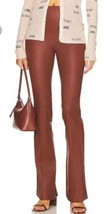HELMUT LANG Cinnamon Brown Leather Bootcut Trouser Stretch Pants $1095, Sz 2 NWT - £157.69 GBP