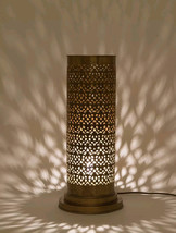 Table Lamp Brass Moroccan Lighting  COLOUMN Engraved Brass Copper Lamp -... - £232.00 GBP