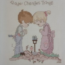 Praying Girl Embroidery Finished Floral Bird Nursery Religious Boy GVC - $13.95