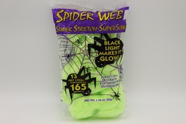 Super Stretch Spider Web Halloween Scary Party Prop Neon Green Glow Black Light - £6.50 GBP