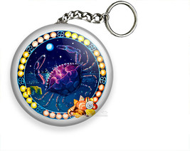 CANCER ZODIAC HOROSCOPE ASTROLOGY SIGN ART KEYCHAIN KEY FOB CHAIN RING G... - $15.49+