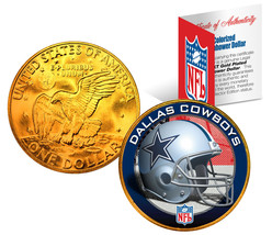 DALLAS COWBOYS NFL 24K Gold Plated IKE Dollar US Coin *OFFICIALLY LICENSED* - £8.27 GBP