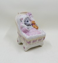 Schmid Kitty Cucumber Baby Cat In Crib Awake Teddy Bear Figurine B Shackman 1987 - £15.94 GBP