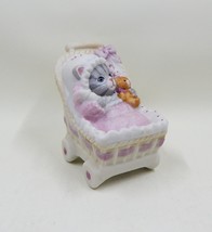 Schmid Kitty Cucumber Baby Cat In Crib Awake Teddy Bear Figurine B Shackman 1987 - £14.95 GBP