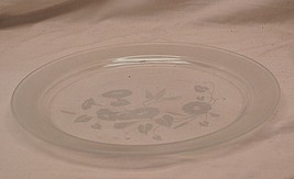 Clear Glass Platter Frosted Hummingbird Flowers &amp; Rim - £23.67 GBP