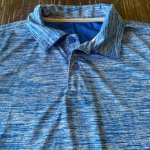 Boys Size XL 14-16 George Blue Heathered Polo Shirt Top Silky Moisture Wicking - $15.00