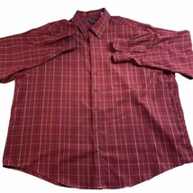 Roundtree &amp; Yorke Shirt Men&#39;s 3XB Button Down Red Plaid Long Sleeve Easy Care - £10.82 GBP
