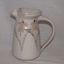 Pitcher Pottery Water Hand Made Cone Flowers Pink Signed Glazed Art Decor OOK - £22.23 GBP