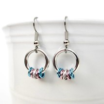 Transgender pride chainmail earrings, subtle LGBTQ pride jewelry - £13.58 GBP