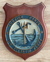 USN Navy metal plate Wood plaque Service Force US Atlantic Fleet - £152.30 GBP