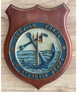 USN Navy metal plate Wood plaque Service Force US Atlantic Fleet - £154.22 GBP