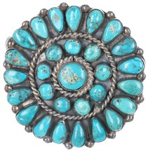 40&#39;s-50&#39;s Vintage Native American silver cluster pin with natural turquoise - £372.41 GBP