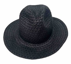 Men Women Straw Panama Hat Fedora Black Mesh Sun Cap Summer - $9.89