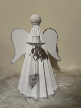 Angel Candle Holder in Rustic White Tin with battery Candle image 3
