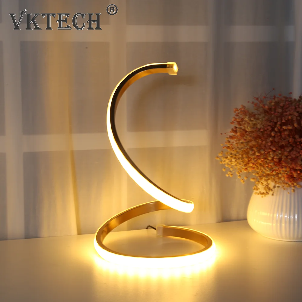 LED Spiral Table Lamp USB Charge White Warm Light Height Adjustable Bedside - $30.30+