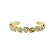 0.55 Ct Round Brilliant-Cut Diamond Adjustable Heart Toe Ring 14K Yellow Gold FN - £72.32 GBP